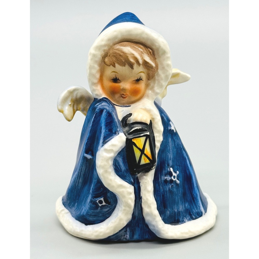 Goebel Angel With Lantern Figurine Blue Robe Hooded Winter Christmas 1958 Robson